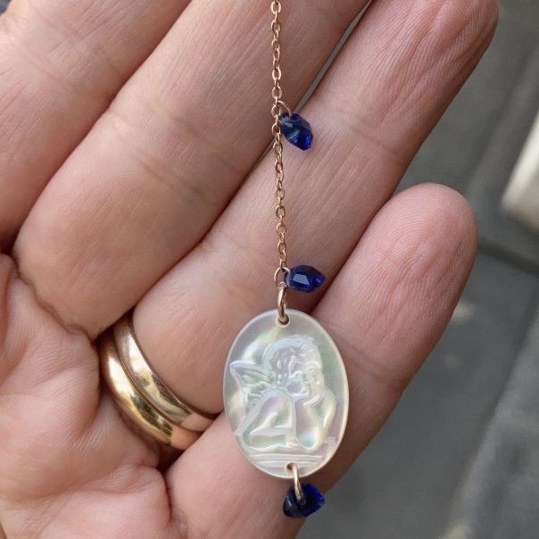 Mono orecchino ti tengo per mano cuori blu