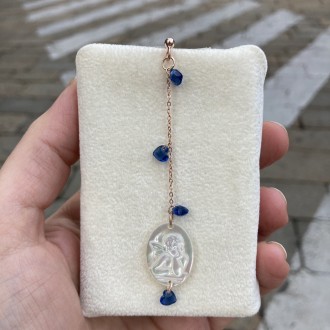 Mono earring I hold you by the hand blue hearts