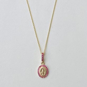 Miraculous medal Lux necklace gold -pink-