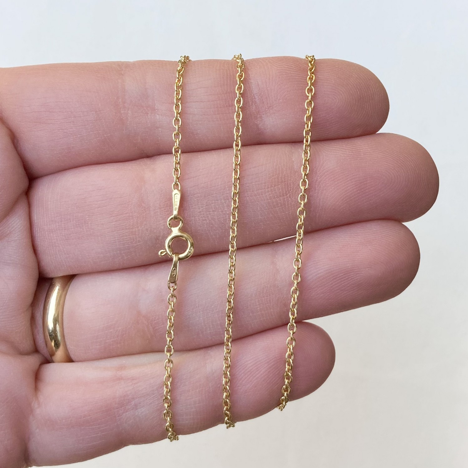 Catenina Oro Bianco 14K – Maglia Rolò Ovale 3.2 Mm, Lunghezza 45.7 Cm (18"), Gioiello Donna E Uomo