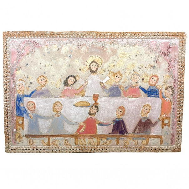 stoneware panel the last supper.