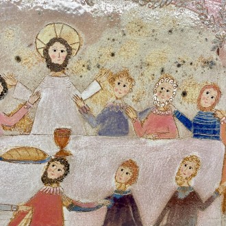 stoneware panel the last supper. 2