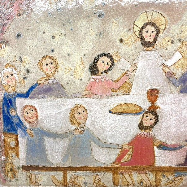 stoneware panel the last supper.