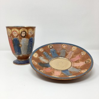 Calice e patena in ceramica gres 12 Apostoli