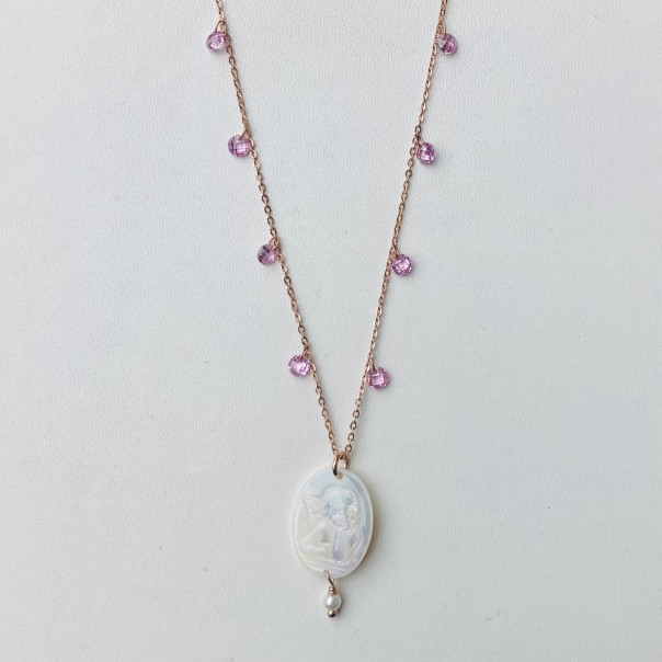 Necklace I hold you by the hand pink