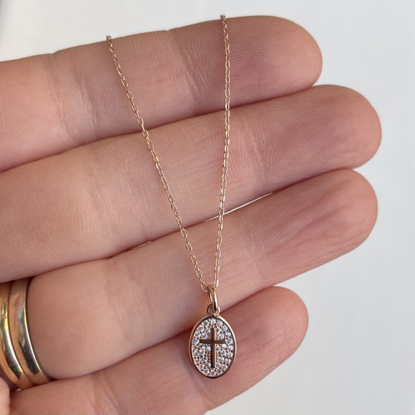 Rosy Pepita Cross Necklace