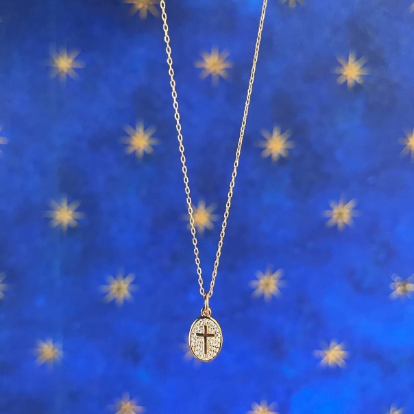 Collana Croce Pepita rosata