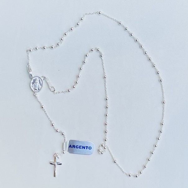 Rosary Necklace in Silver