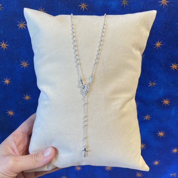 Rosary Necklace in Silver