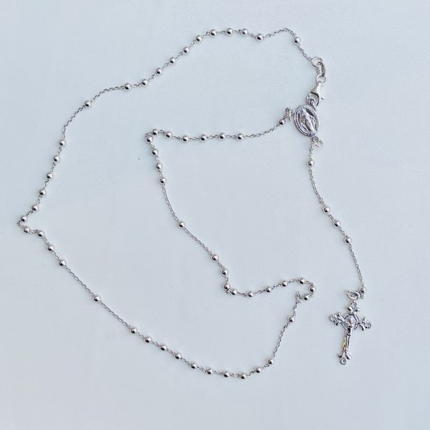 Rosary in rhodium silver