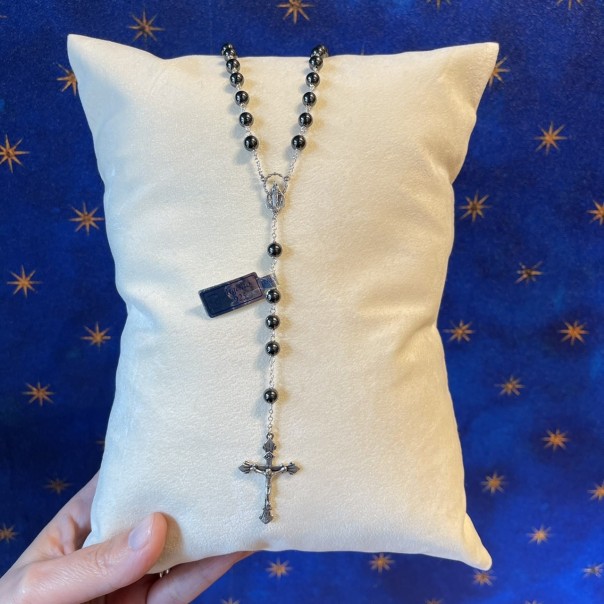 Silver and hematite rosary