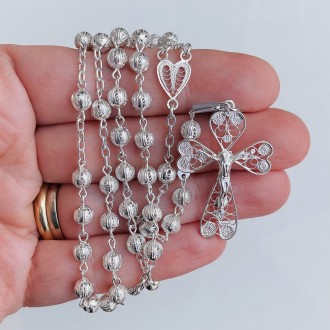 Rosary in silver filigree mm 7