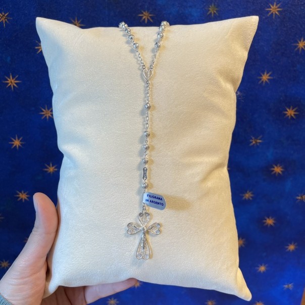 Rosary in silver filigree mm 7