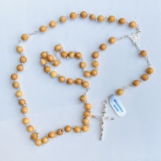 Rosary in silver and olive wood 6 mm 2
