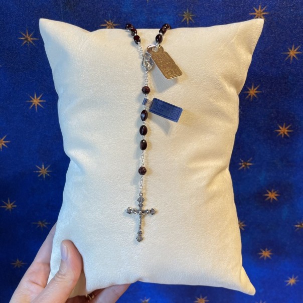 Rosario in argento e legno di cocco scuro