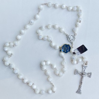 Silver and mother of pearl rosary mm 7 2