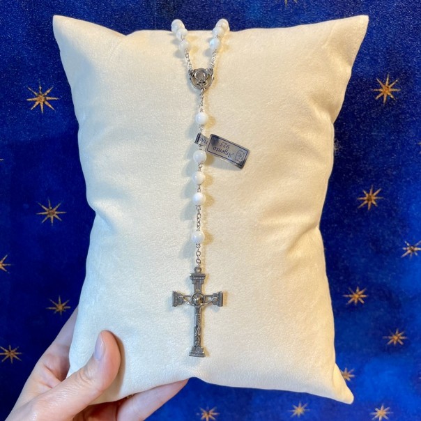 Silver and mother of pearl rosary mm 7