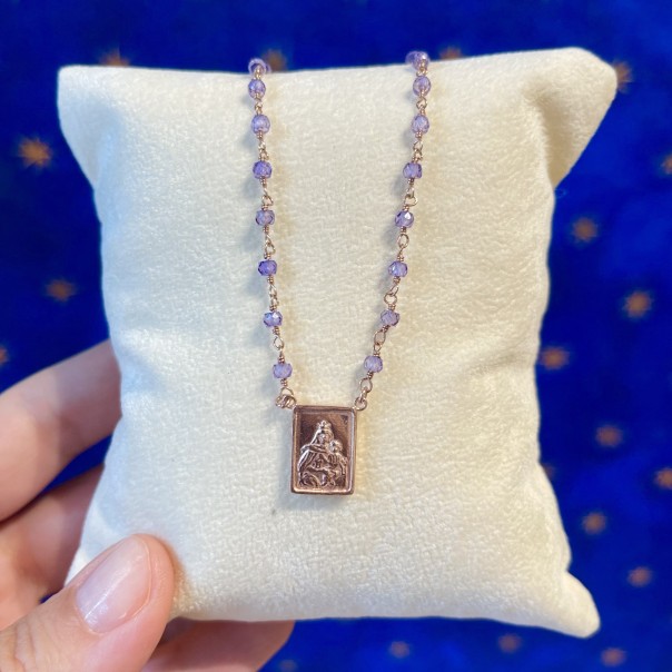 Lavender sapphire choker scapular