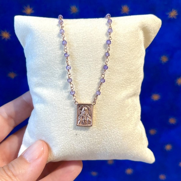 Lavender sapphire choker scapular