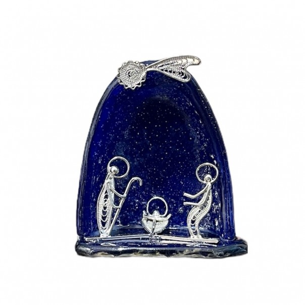 Miniature nativity scene in silver, collectible nativity scenes