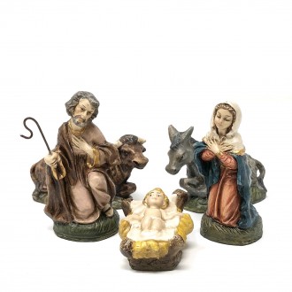 Holy Family -paper mache- cm 10, Papier-mâché nativity scene