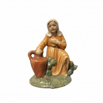 Woman with amphora -paper mache- cm 10, Nativity scenes in papier-mâché