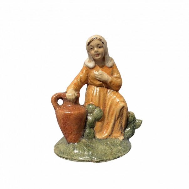 Woman with amphora -paper mache- cm 10, Nativity scenes in papier-mâché