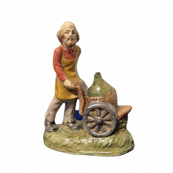 Man with demijohn -paper-mache- 10 cm, Nativity scenes in papier-mâché