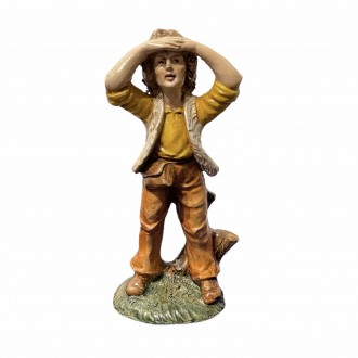 Uomo che guarda l'orizzonte -cartapesta- 10 cm, Presepi in