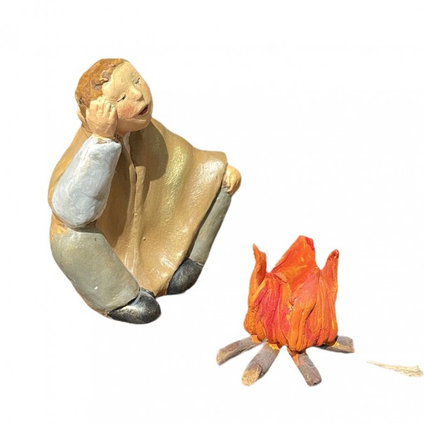 Matteo, pastore con fuoco -presepe in ceramica-, Ceramica di