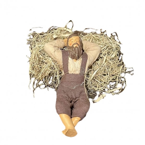dormiente appoggiato su fascina - presepe napoletano - 13 cm
