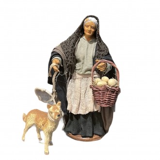 Egg seller with dog, Neapolitan dressed 13 cm