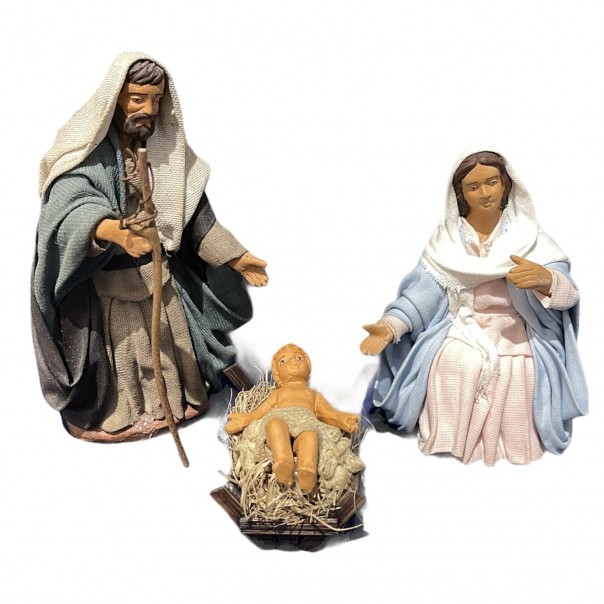 Three-piece nativity, Neapolitan dressed 13 cm