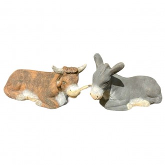 Donkey and ox, Neapolitan dressed 13 cm