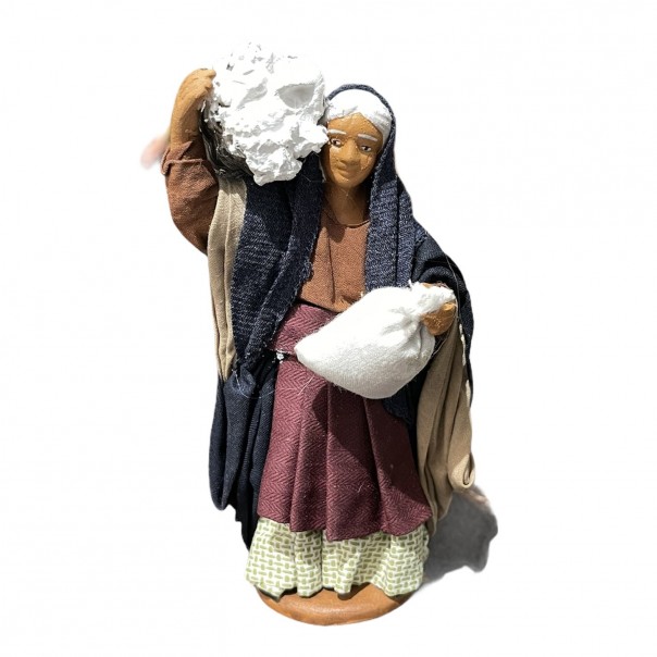 Donna con sacco farina - presepe napoletano - 13 cm