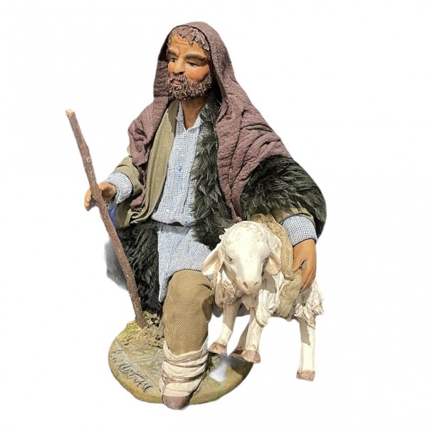 Shepherd with sheep, Neapolitan dressed 30 cm