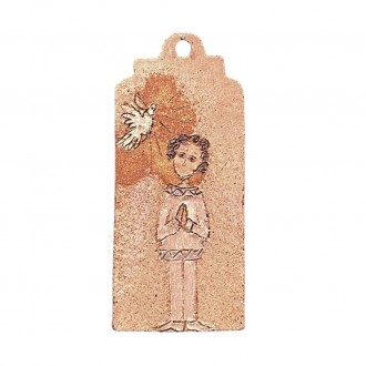 Male confirmation holy card, Tania stoneware