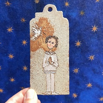 Male confirmation holy card, Tania stoneware 2