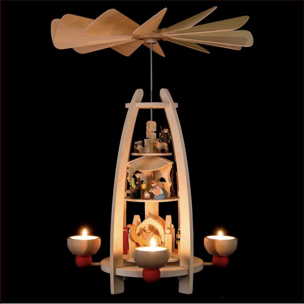 Large carousel nativity scene in wood, collectible nativity scenes