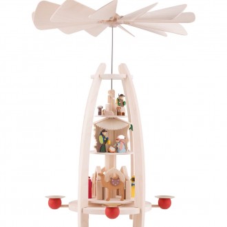 Large carousel nativity scene in wood, collectible nativity scenes