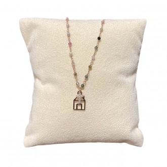 "The living house" tourmaline necklace, gold silver chains