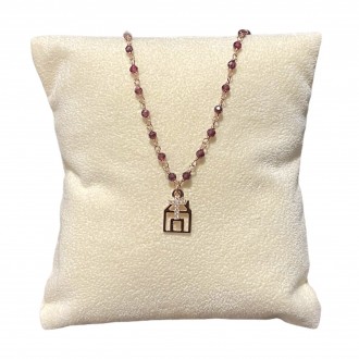 Necklace "The living house" garnet, gold silver chains