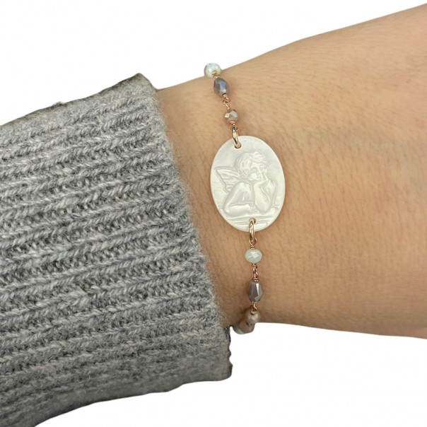 Bracelet I hold you by the hand rosary - Pastel crystals