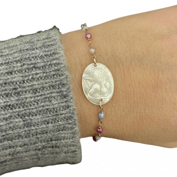 Bracelet I hold you by the hand rosary - iridescent tourmaline