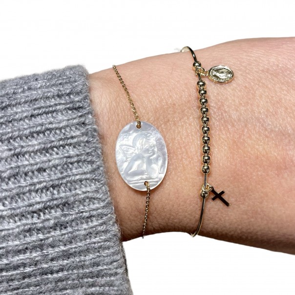 18K gold bracelet with rosary beads