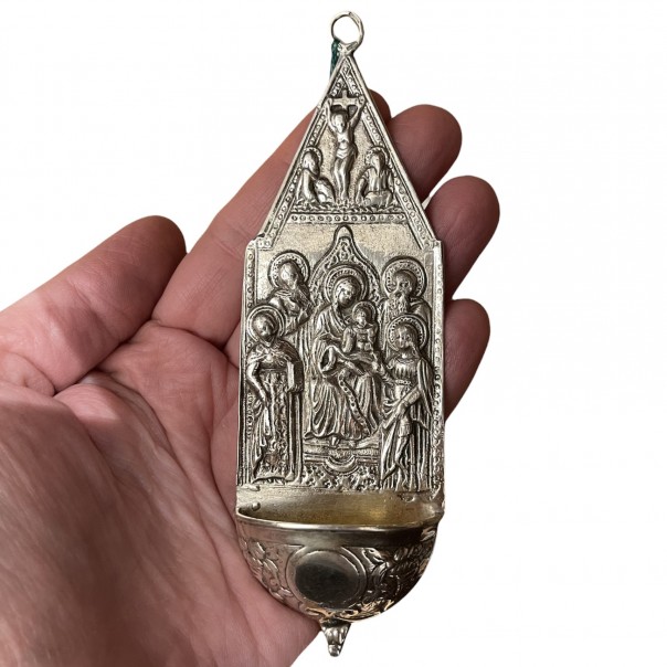 Holy water font in 800 silver altarpiece