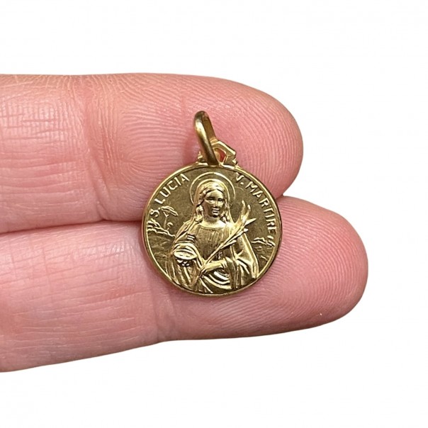 Medaglia Santa Lucia oro 18 carati, Medaglie e ciondoli in