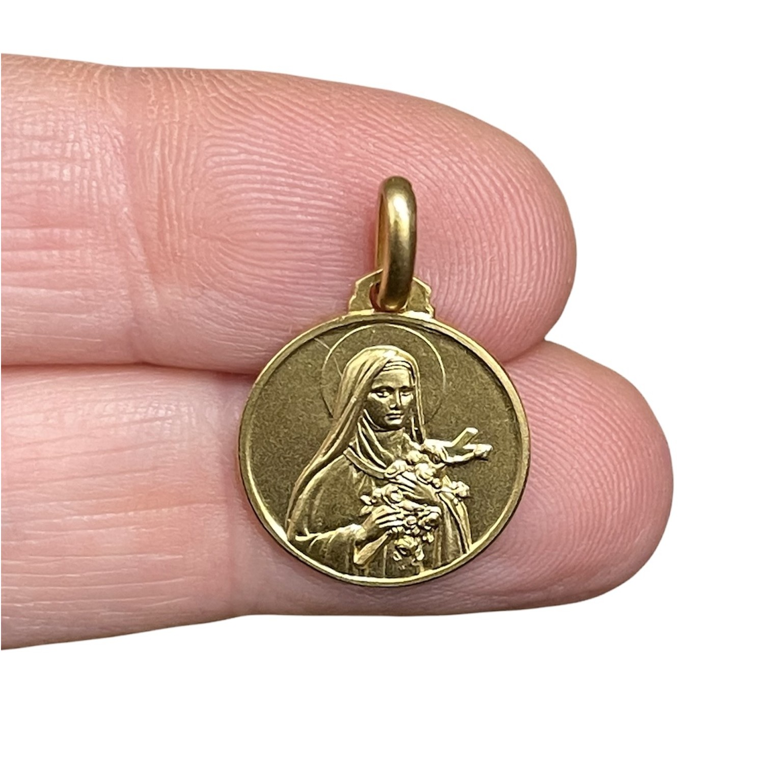 Medaglia Oro 18kt 18mm Virgen De Africa - Gioiello Religioso Unisex Con Astuccio [AB3439]
