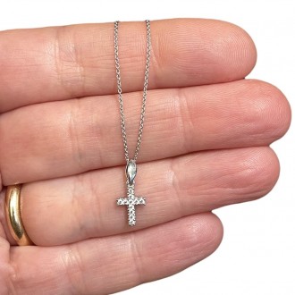 Chain with cross in 18K white gold rolò link