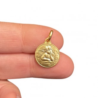 Guardian angel medal in gilded silver